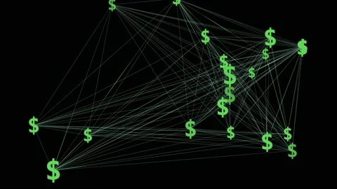 Dollars Sign Network Connected Stock Footage 130955341