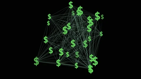 Dollars Sign Network Connected Stock Footage 130955375