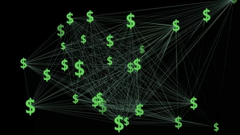 Dollars Sign Network Connected Stock Footage 130955391
