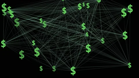 Dollars Sign Network Connected Stock Footage 130955430