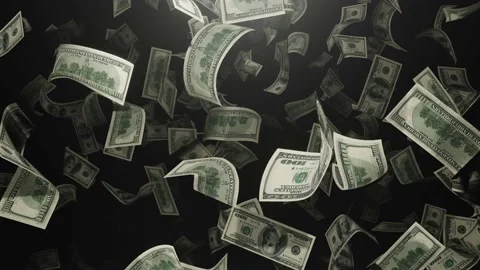 Dollars slowly falling on a black backg... | Stock Video | Pond5