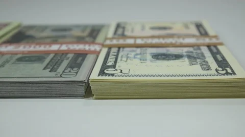 With dollars on the table in the bank Stock Footage 87415518