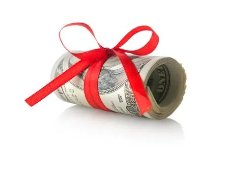 Dollars tied with a ribbon Stock Photos