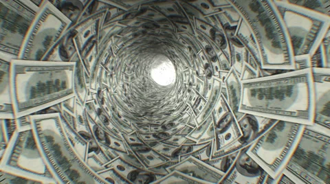 Dollars tunnel. First 250 frames are loop-able. HD 1080. Stock Footage 31745073