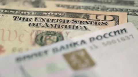 Dollars versus Roubles Stock Footage 10721759