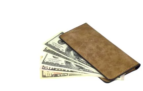 Dollars in wallet isolated Stock Photos