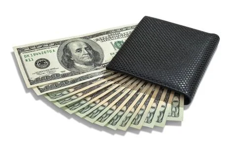 Dollars in wallet Stock Photos