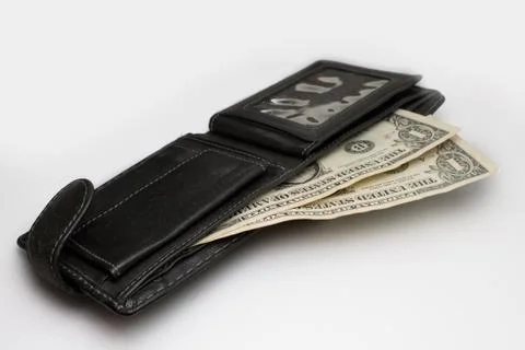 Dollars in wallet on white background Stock Photos