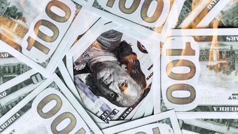 Dollars with Washington in fire, Stock Footage 252920428