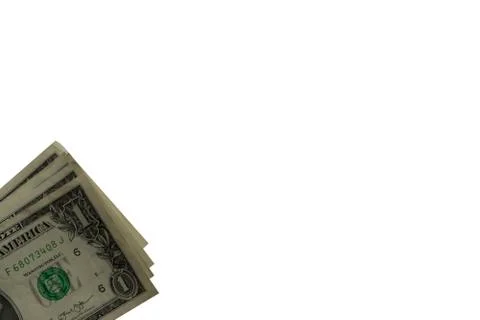 Dollars on a white background, closeup. Stock Photos