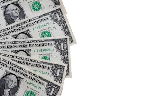 Dollars on a white background, closeup. Stock Photos