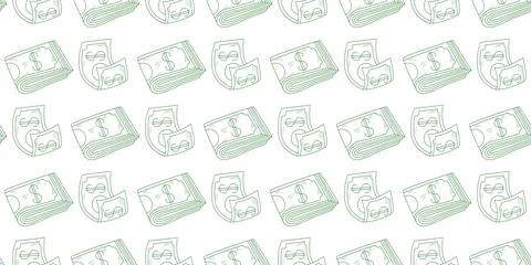 Dollars on white background create seamless pattern Ilustração Stock