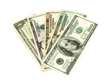 Dollars on a white background Stock Photos