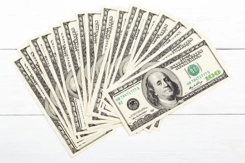 Dollars on the white boards Foto stock