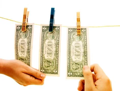 Dollars on the wire Stock Photos