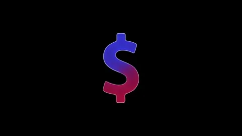 Doller icon neon glowing red color animation and red circle on black backgr.. Stock Footage 299567515