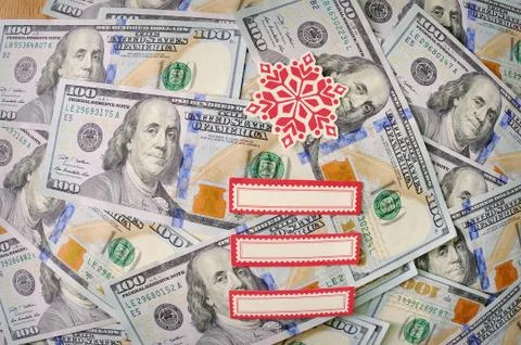 Dollorovye notes with christmas elements for your text Stock Photos