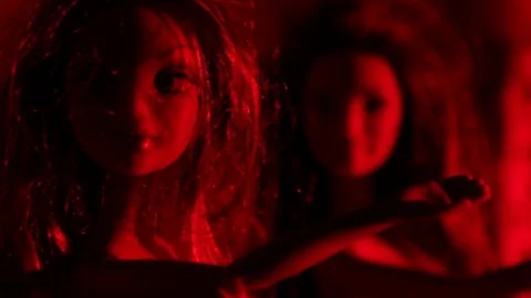 Dolls pointing pan 2 Stock Footage 79026716