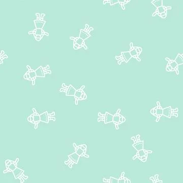 Dolls toys line seamless pattern Stock Illustration