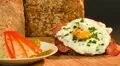 dolly around brown bread with ham and fried egg 4k or 4k+ Resolution