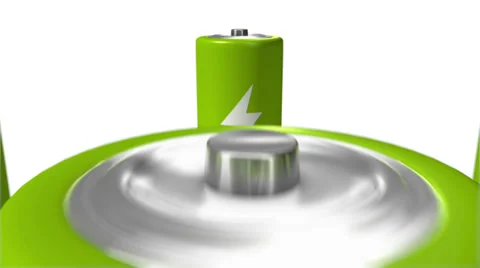 Dolly back diagonally from single Battery revealing many (Green) Stock Footage 35573563