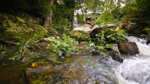 Dolly: Beautiful waterfall in tropical forest, Thailand., HD 1080P. Stock Footage 34866432