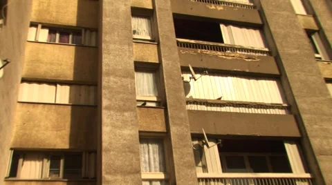Dolly circular building with window views pigeon Stock Footage 50504543