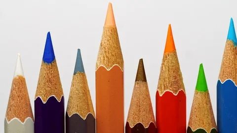 Dolly closeup colored pencil in white background. Stock Footage 106043926