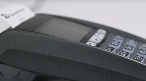 Dolly: Credit card processing Stock Footage 47864626
