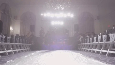 Dolly down runway to paparazzi Stock Footage 74478140