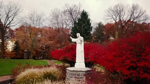 Dolly drone Jesus statue Stock Footage 83352496