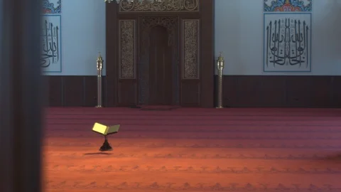 Dolly to empty mosque Stock Footage 88030154