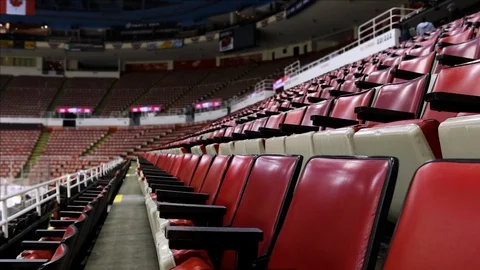 Dolly Into Empty Seats At Arena Before Gametime Stock Footage 102402189