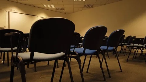 Dolly Empty Seats, Lecture Hall In The University Stock Footage 102578419