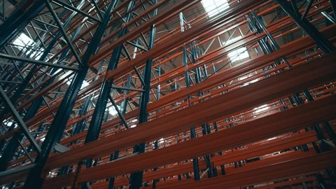 Dolly up empty warehouse shelves Stock Footage 118962855