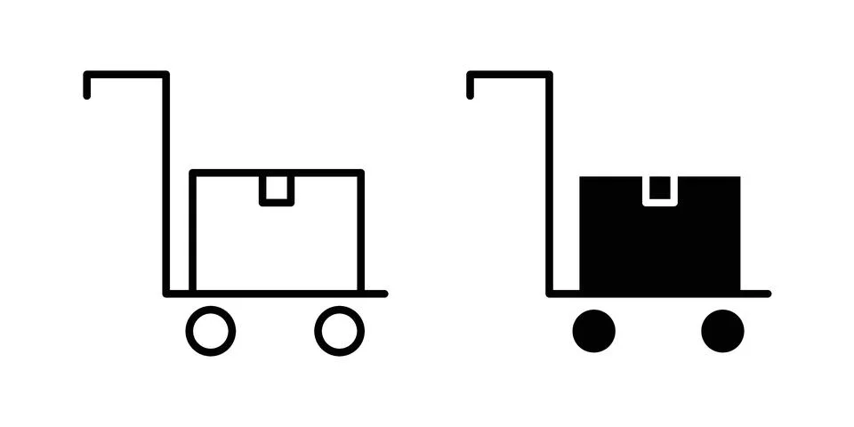 Dolly flatbed icon silhouette vector set. thin line pack Stock Illustration