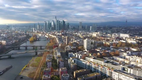 Dolly Flight through and Panorama at Frankfurt am Main, Germany Stock Footage 269666747