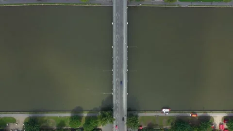 Dolly Flight through Frankfurt am Main, Germany Skyline New Skyscrapers Stock Footage 234079416