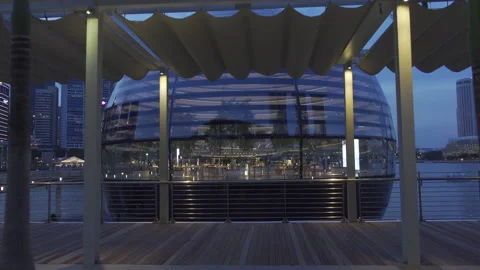 Dolly forward to Apple Store Marina Bay Singapore Stock Footage 139404140