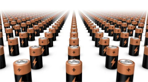 Dolly forward over many Batteries to none Stock Footage 37391359