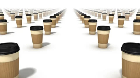 Dolly forward over many coffee cups to none Stock Footage 29894099