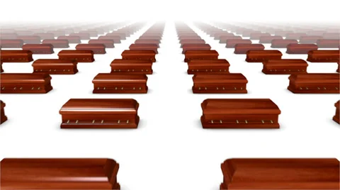 Dolly forward over many Coffins (Wood) to none Stock Footage 37089621
