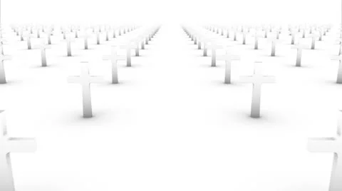 Dolly forward over many crosses to none (white) Stock Footage 26719232