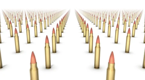 Dolly forward over many Rifle Bullets to none Stock Footage 32935481
