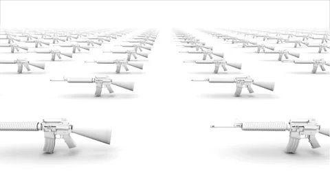 Dolly forward over many Rifles to none Stock Footage 31908589