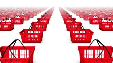  Dolly forward over many Shopping Baskets to none  Stock Footage 32933900
