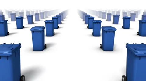 Dolly forward over many Trashcans to none (Blue) Stock Footage 33401529