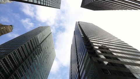 Dolly gliding looking up view of modern skyscrapers in NYC New York City  Video stock 96520275