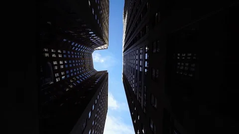 Dolly gliding looking up view of modern skyscrapers in NYC New York City  Stock Footage 117070442