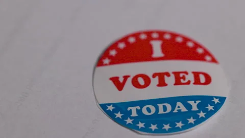 Dolly to I voted sticker Stock Footage 266049754